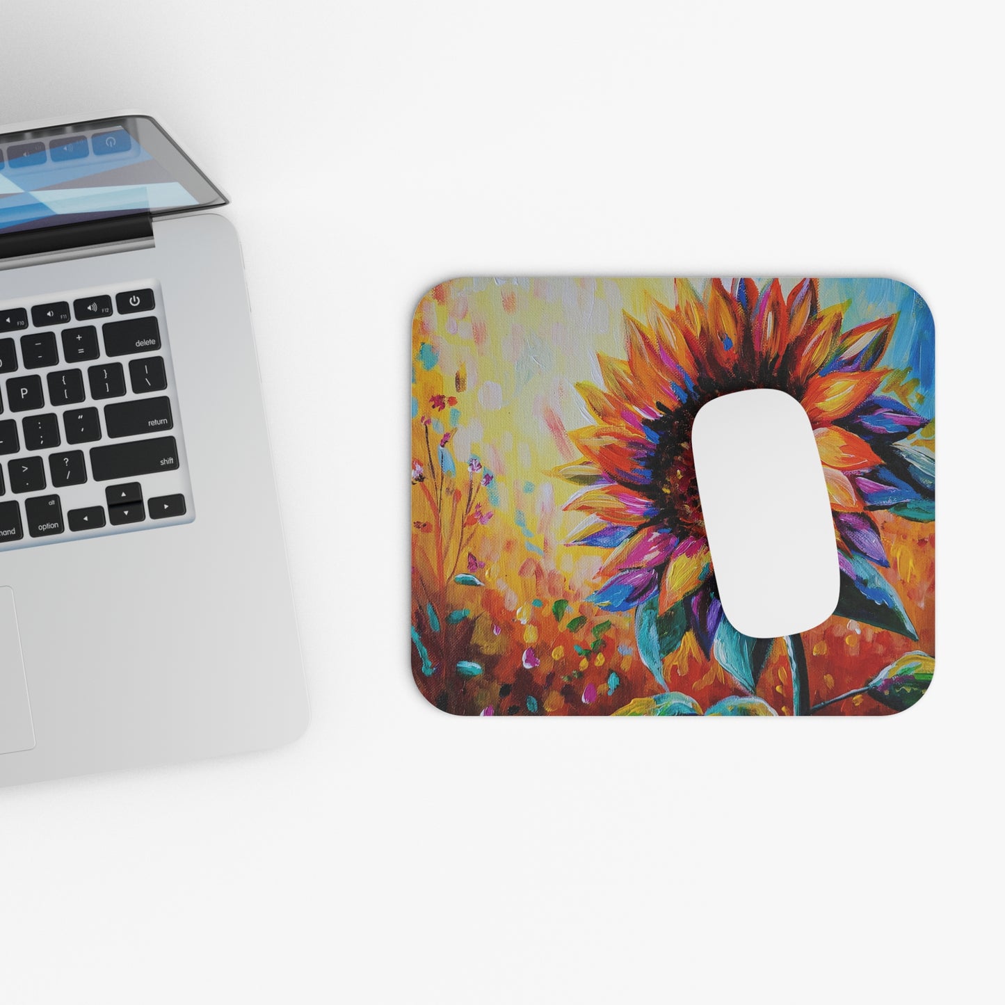 As a Sunflower Art Mouse Pad — Colorful Floral Desk Mat for Home Office