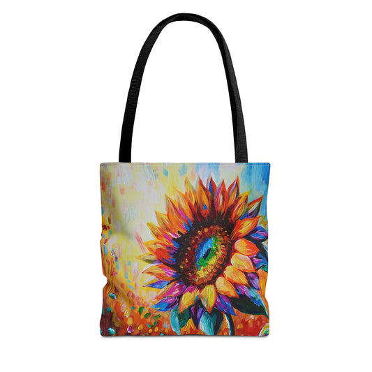 As a Sunflower Art Tote Bag — Colorful Floral Canvas Carryall