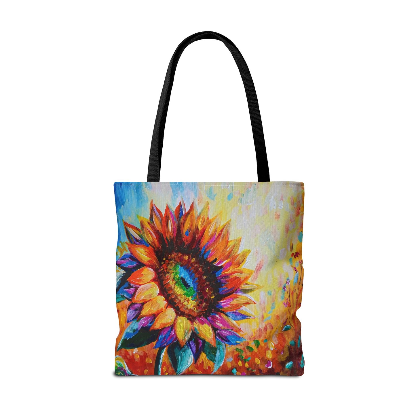 As a Sunflower Art Tote Bag — Colorful Floral Canvas Carryall