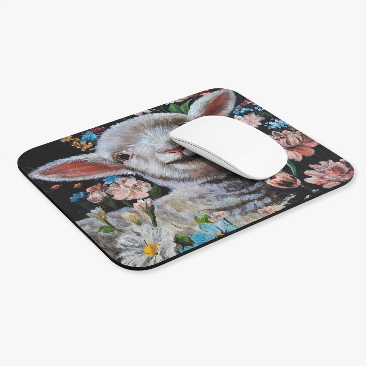 One Step at a Time Floral Mouse Pad — Charming Lamb Desk Mat