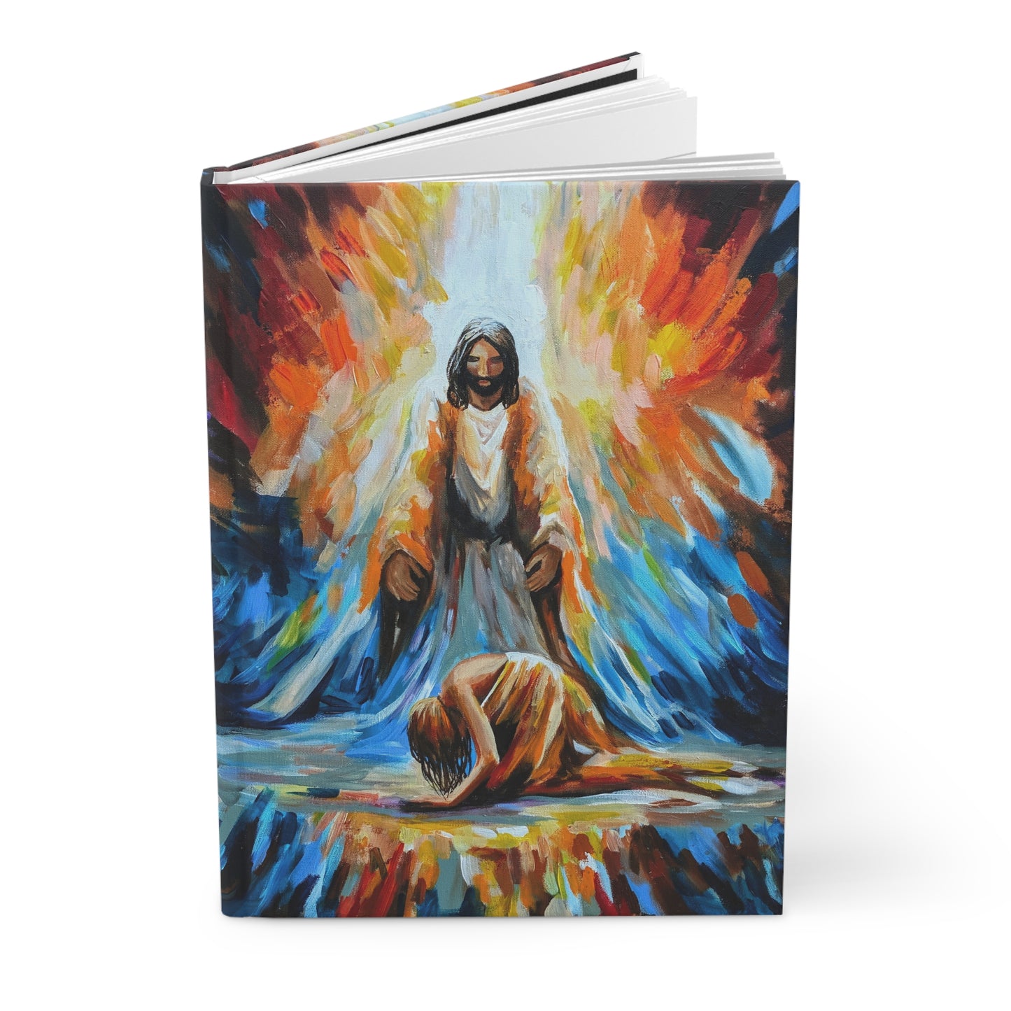 Neither do I Condemn You Hardcover Journal — Colorful Jesus Embrace Spiritual Prayer Notebook