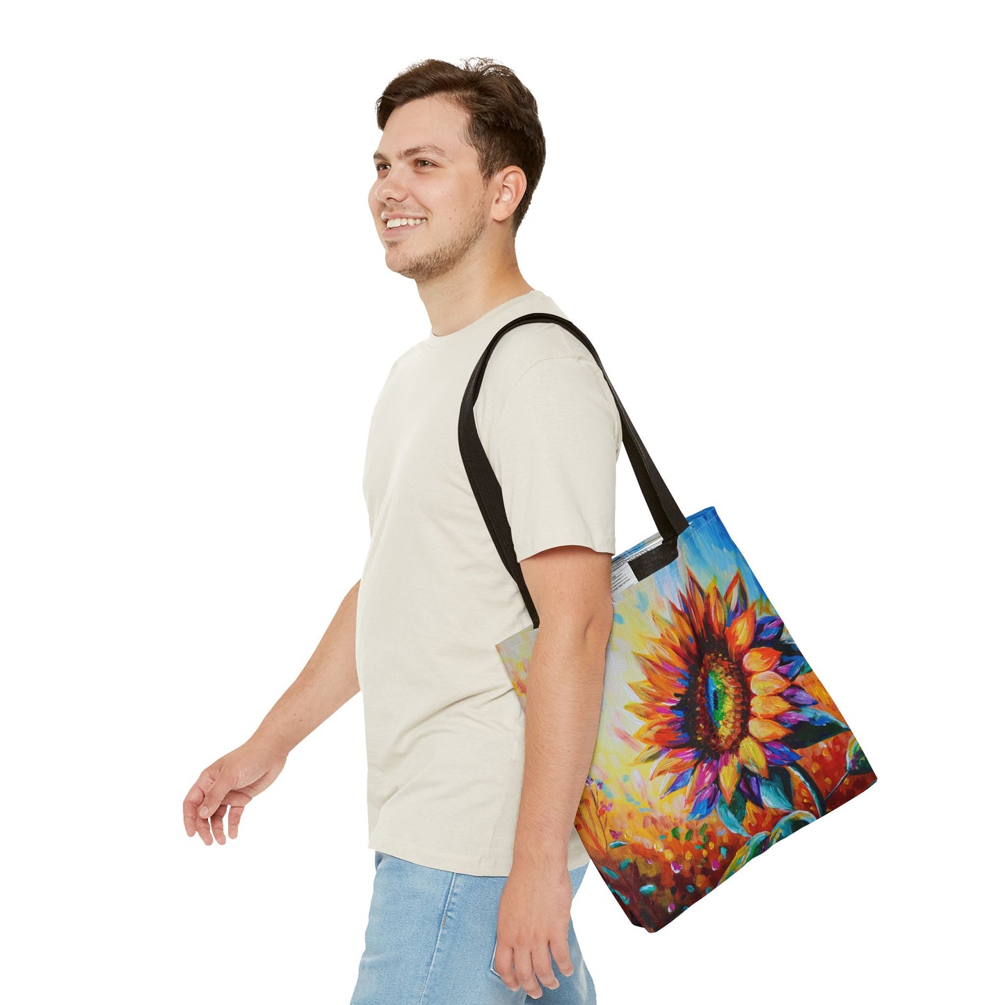 As a Sunflower Art Tote Bag — Colorful Floral Canvas Carryall