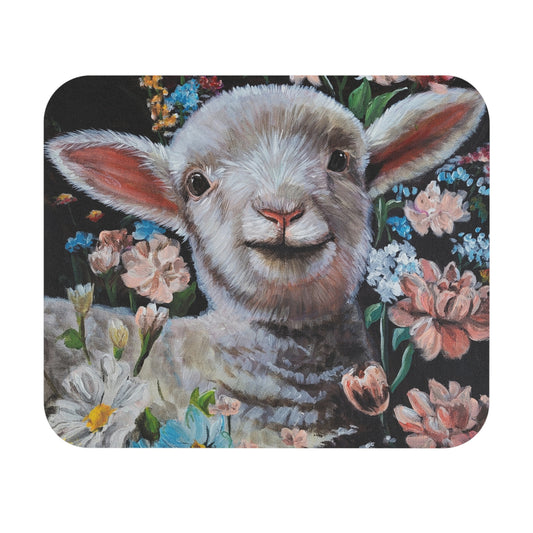 One Step at a Time Floral Mouse Pad — Charming Lamb Desk Mat