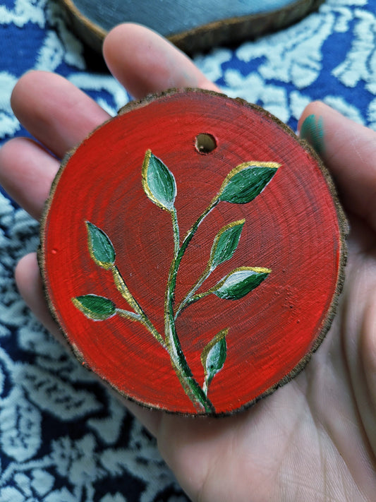 Red Floral Slice Ornament