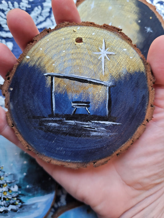 Nativity Wood Slice Ornament