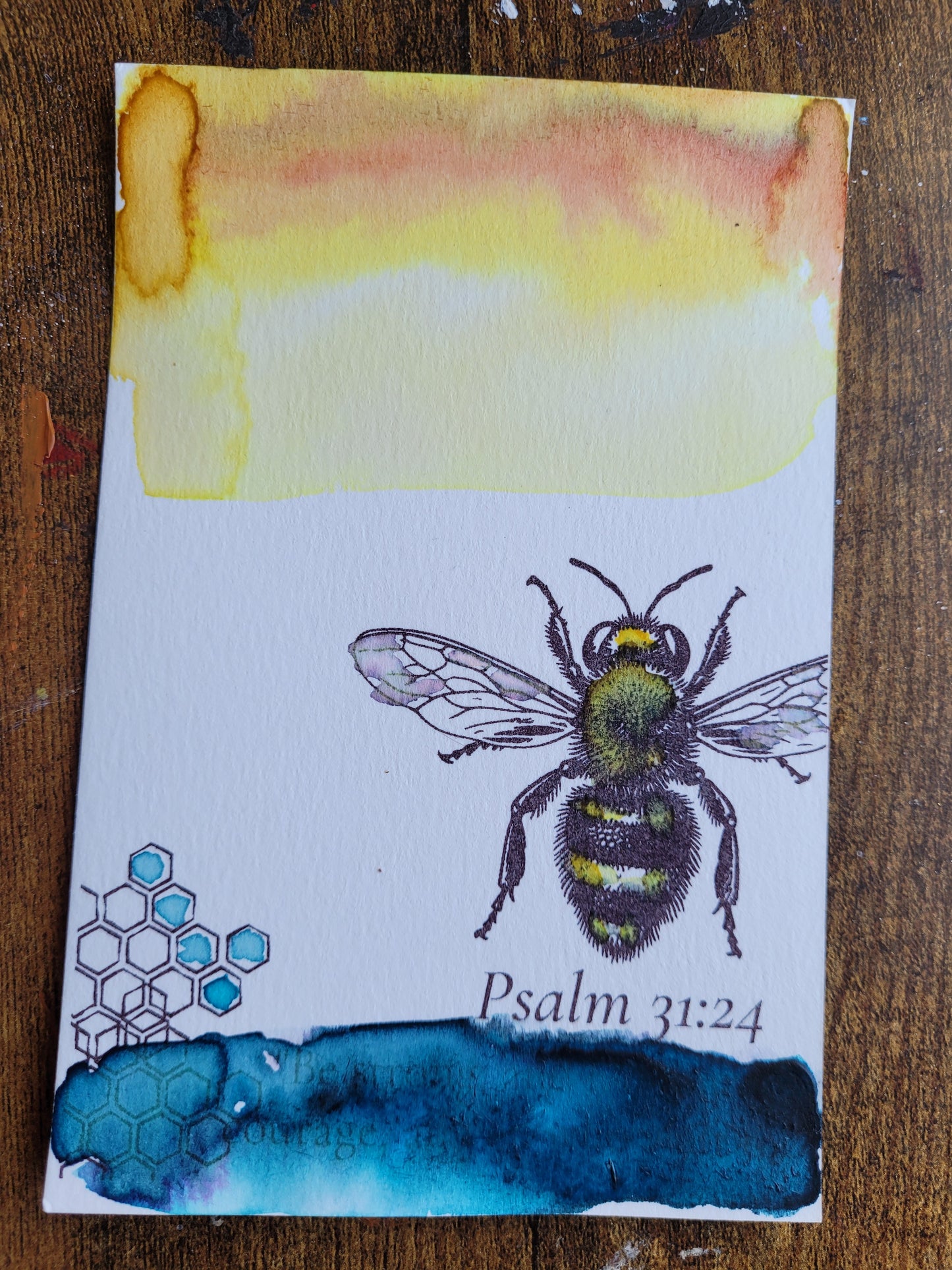 Handmade Watercolor Art Scripture Postcard