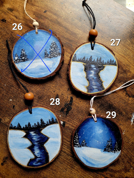 Winter Wood Slice Ornament October 2025 Ornaments
