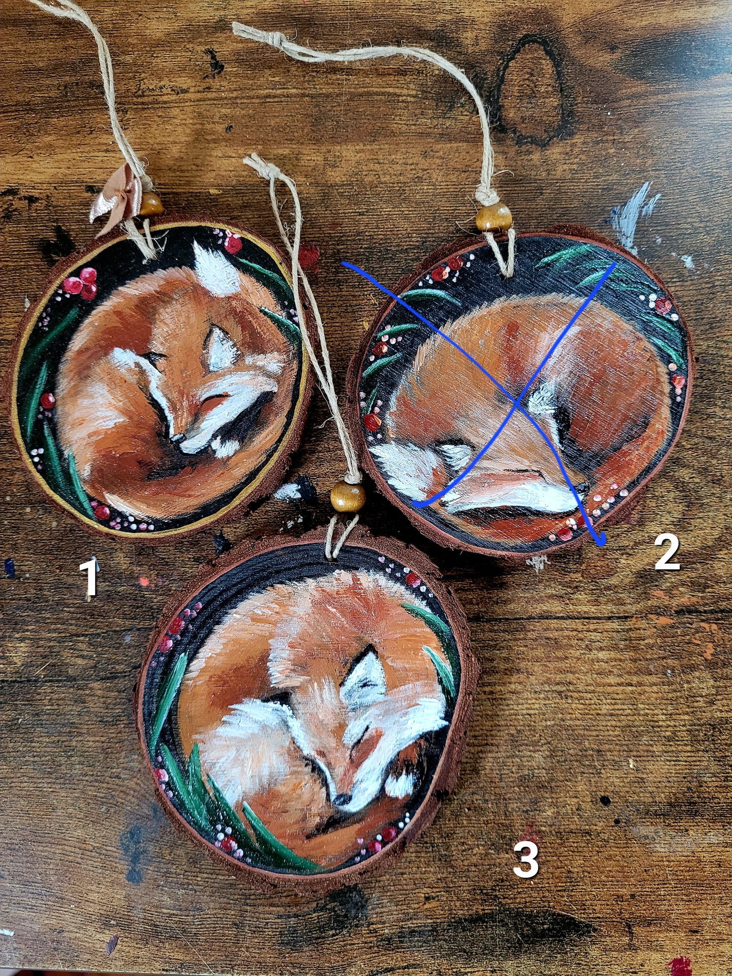 Fox Winter Wood Slice Ornament October 2025 Ornaments