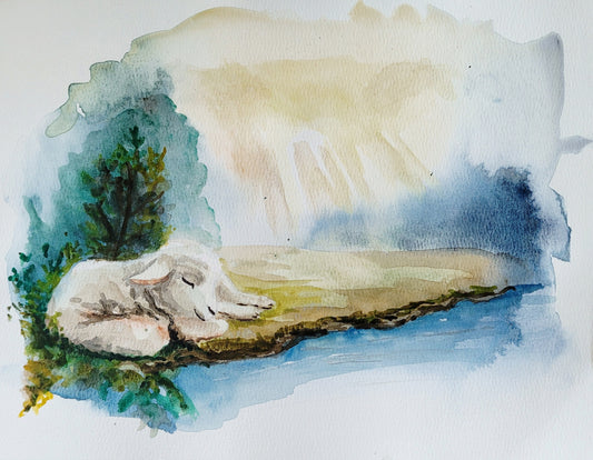 Beside Still Waters Watercolor Original