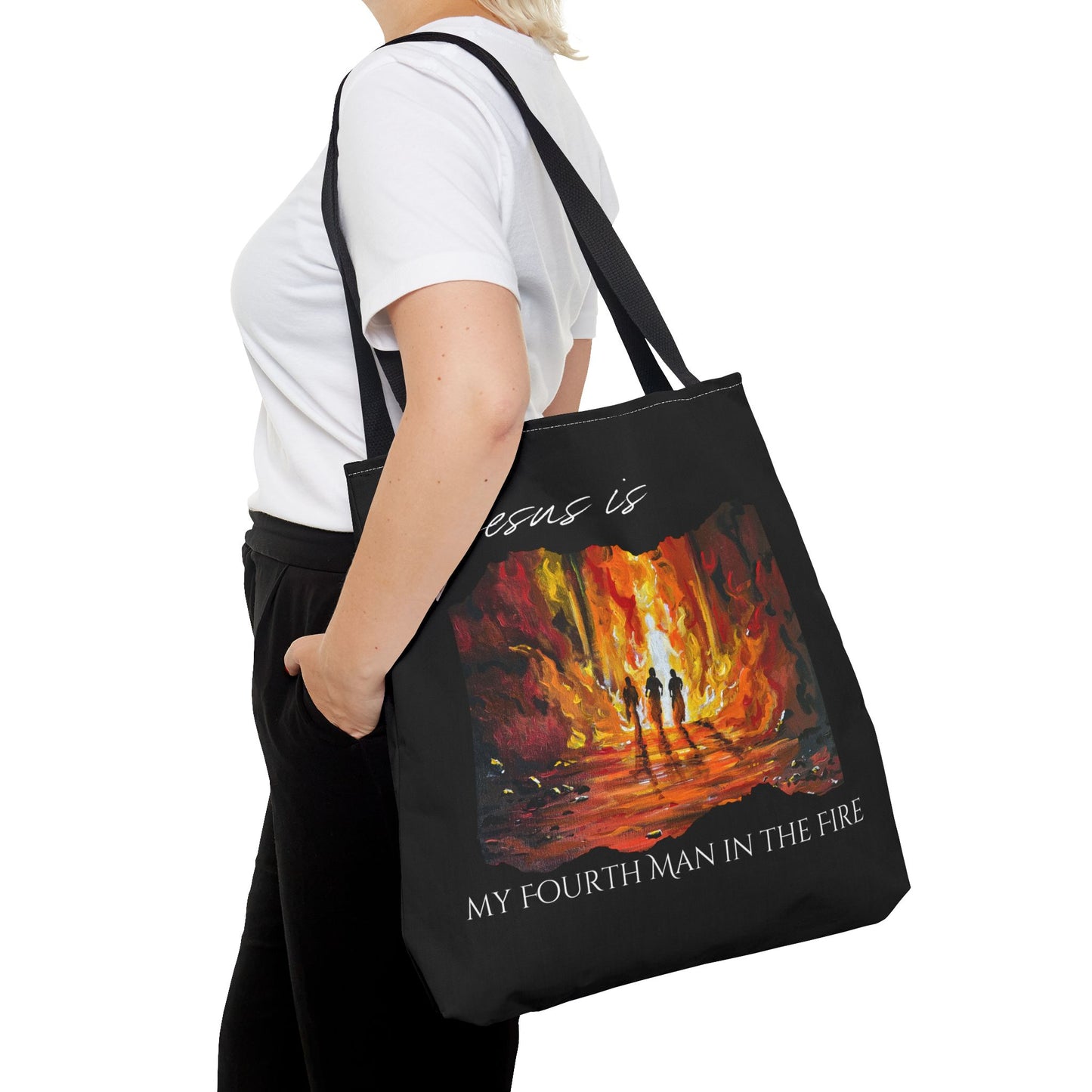 The Fourth Man Inspirational Jesus Tote Bag - 'My Fourth Man in the Fire'