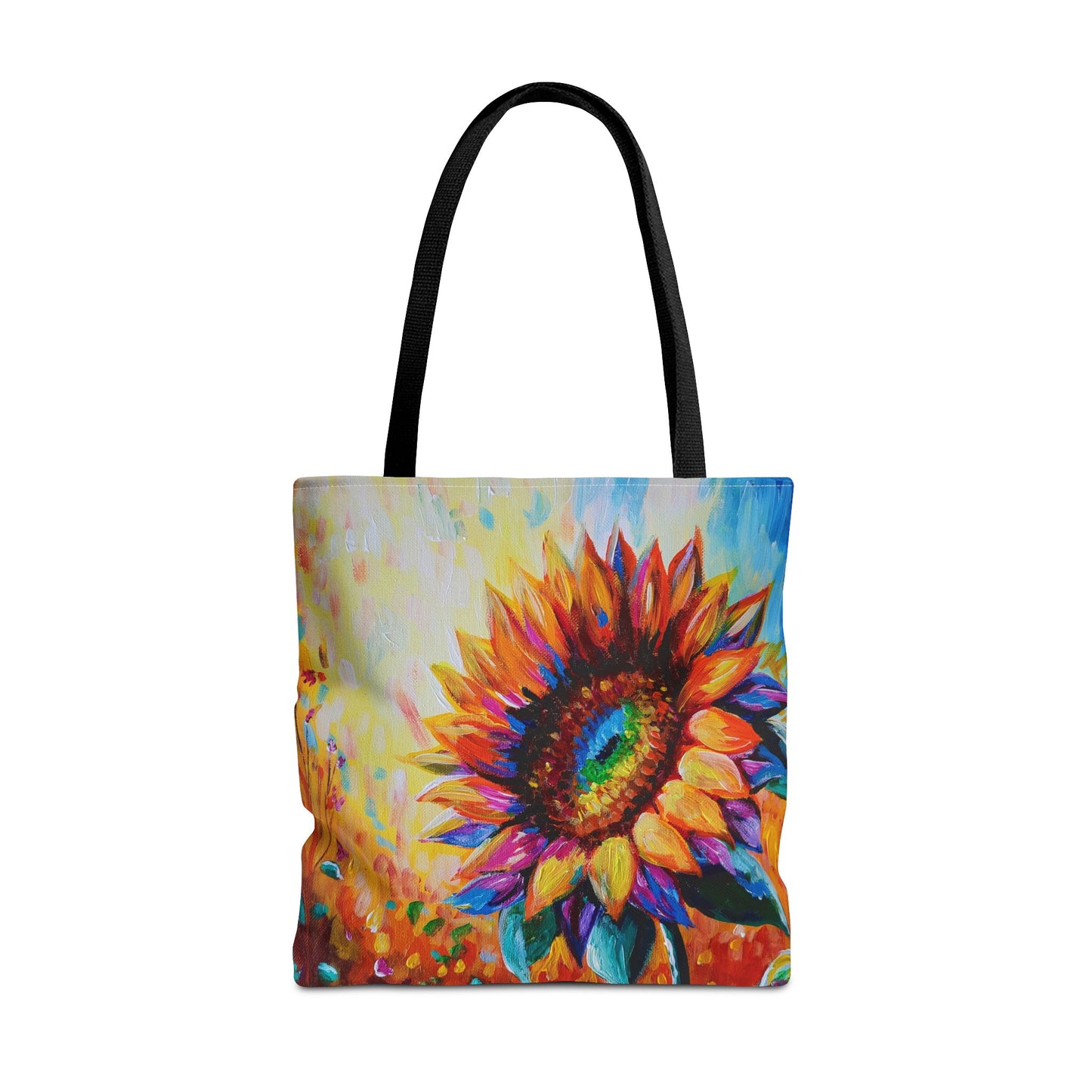 As a Sunflower Art Tote Bag — Colorful Floral Canvas Carryall