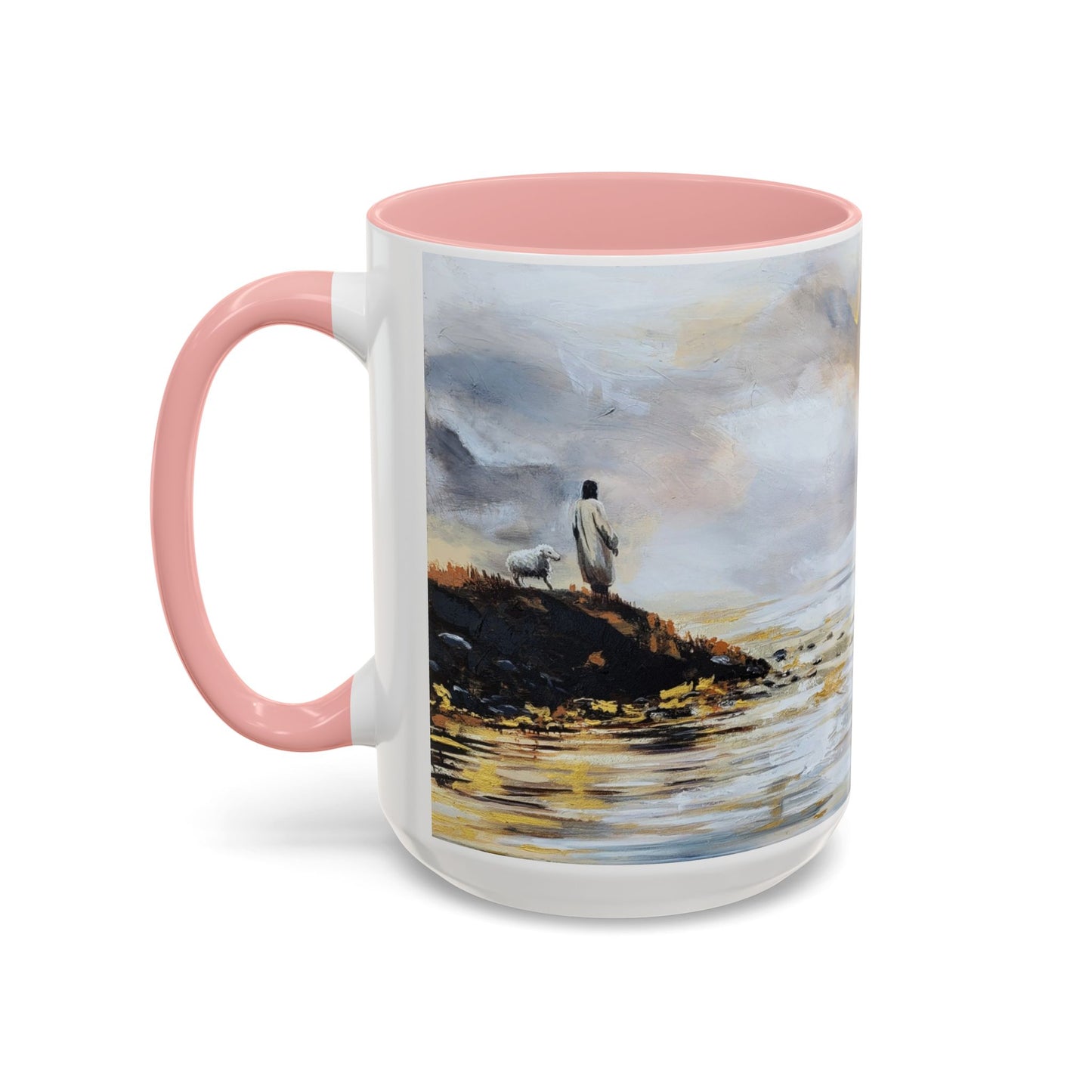 Resting Place Coastal Mist Accent Coffee Mug — Serene Ocean Landscape Art (11/15oz)