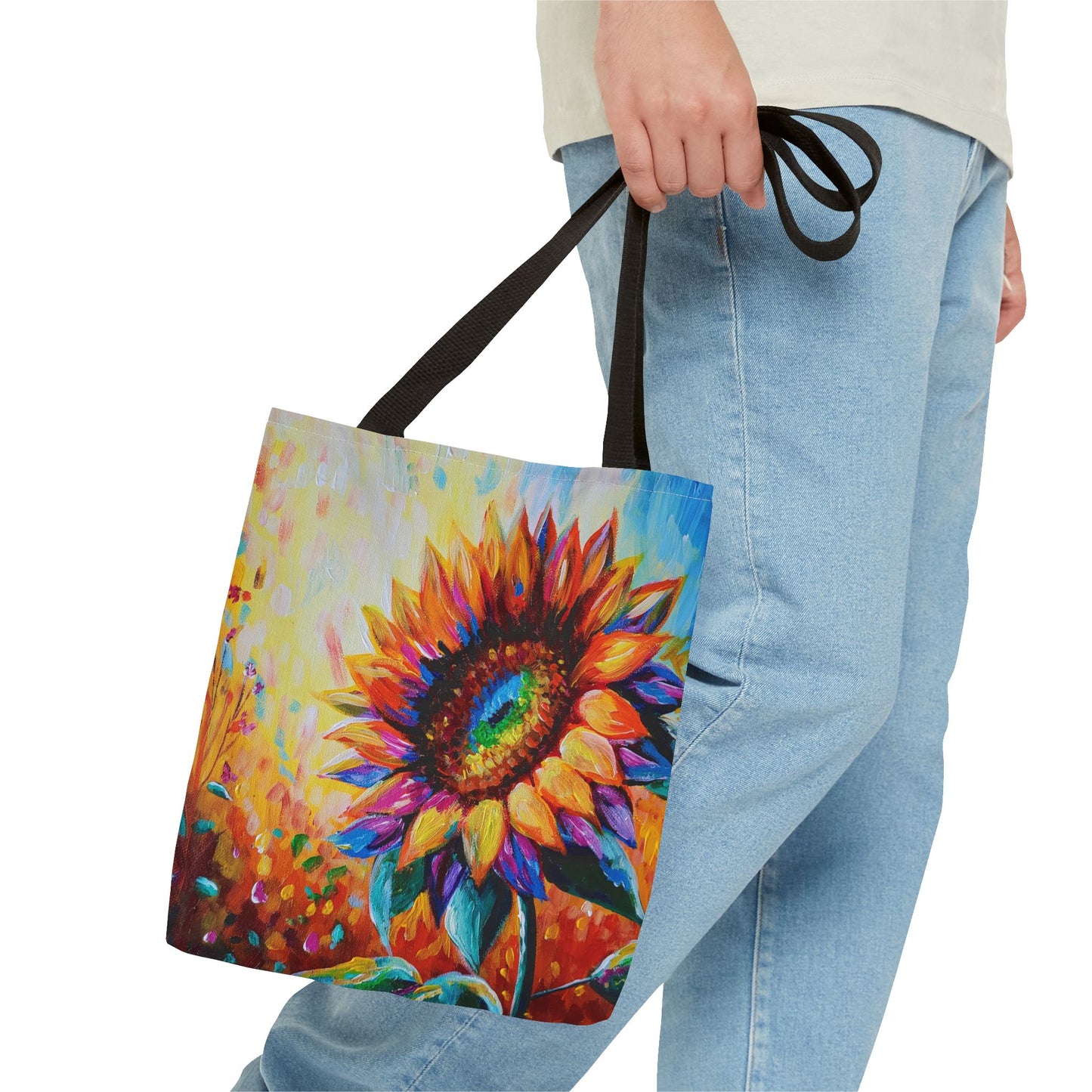As a Sunflower Art Tote Bag — Colorful Floral Canvas Carryall