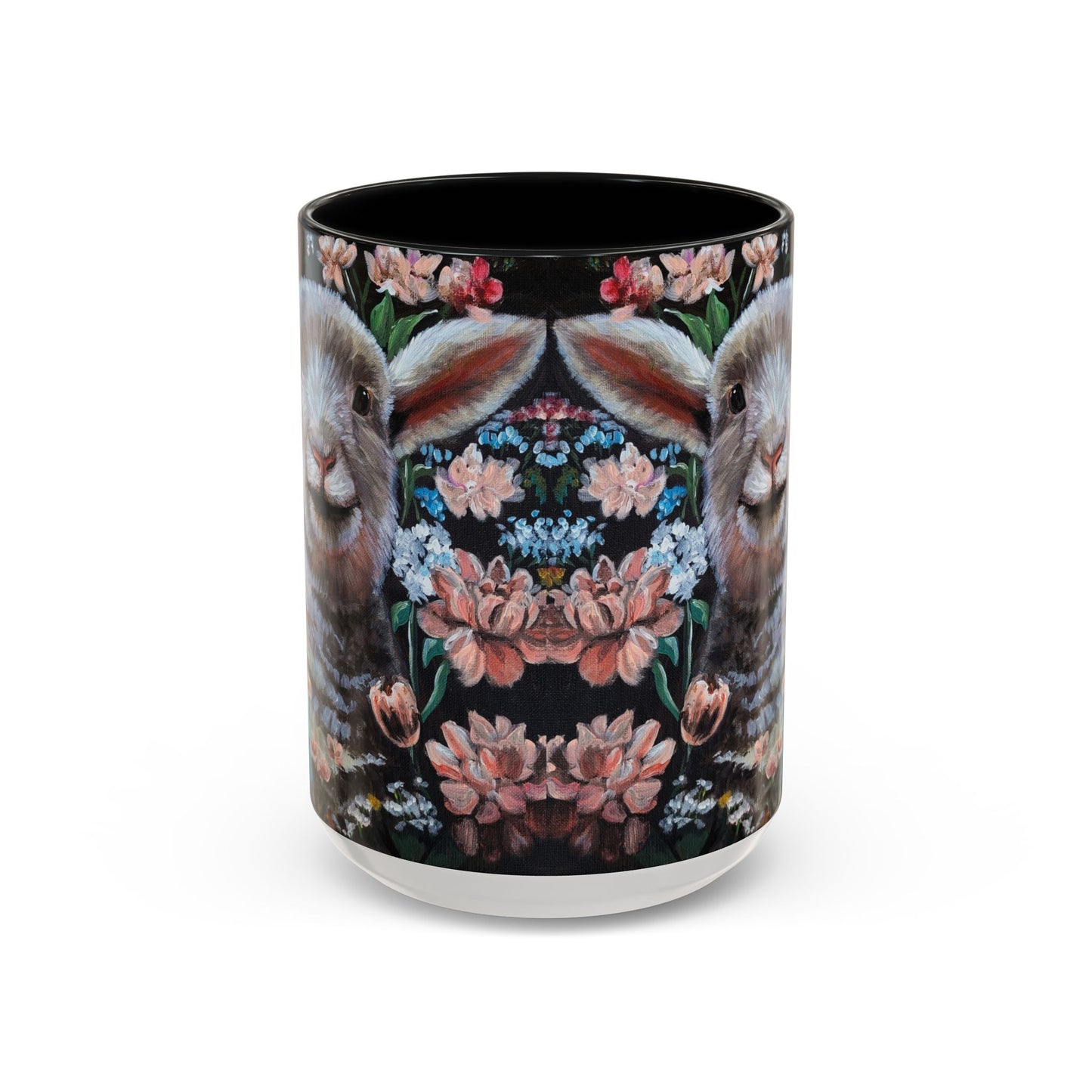 One Step at a Time Floral Lamb Accent Coffee Mug — Cute Farm Animal Ceramic Cup (11/15 oz)