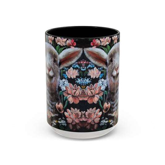 One Step at a Time Floral Lamb Accent Coffee Mug — Cute Farm Animal Ceramic Cup (11/15 oz)