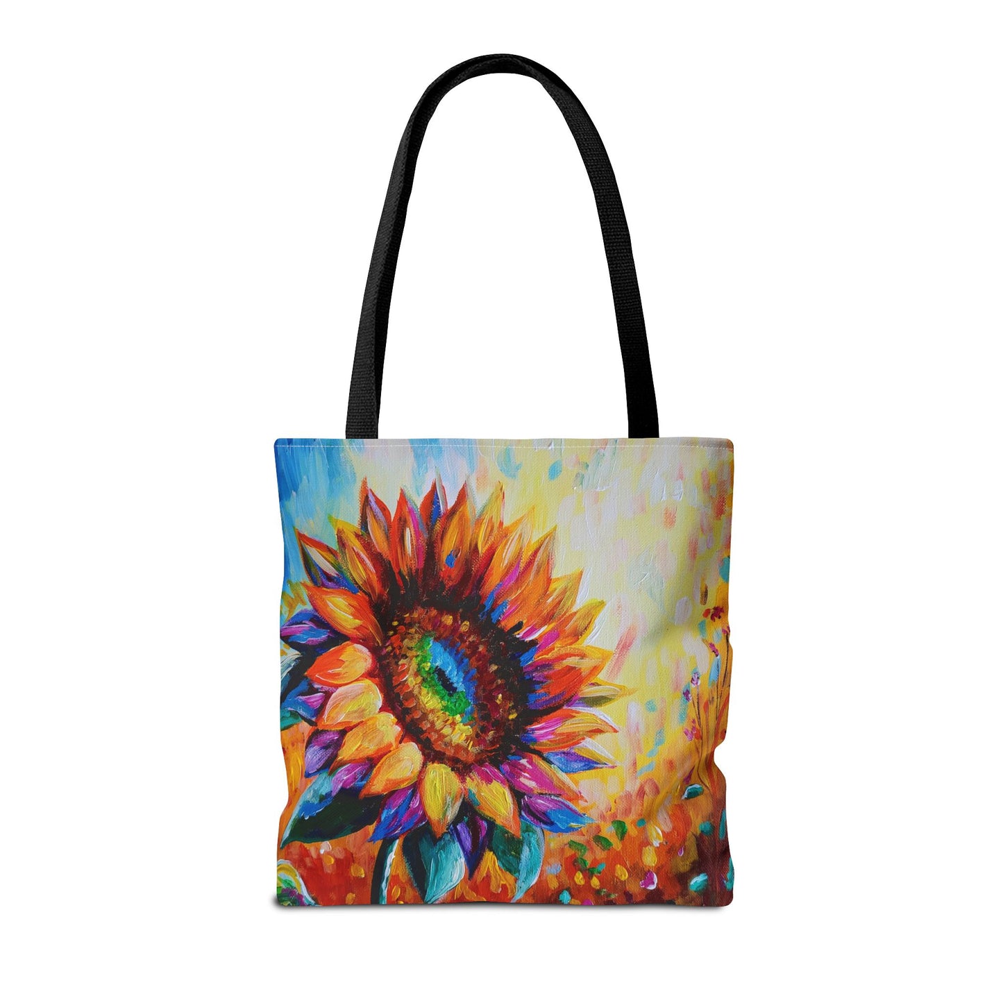 As a Sunflower Art Tote Bag — Colorful Floral Canvas Carryall