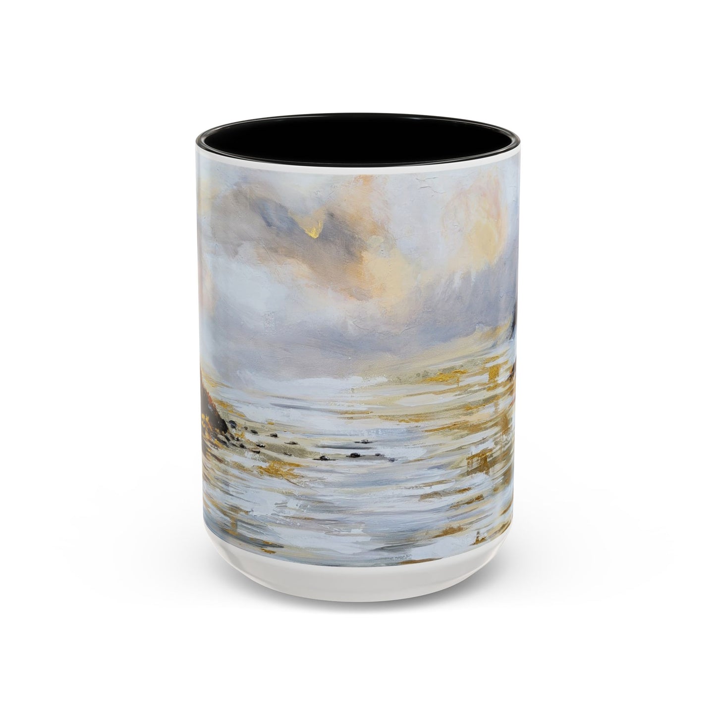 Resting Place Coastal Mist Accent Coffee Mug — Serene Ocean Landscape Art (11/15oz)