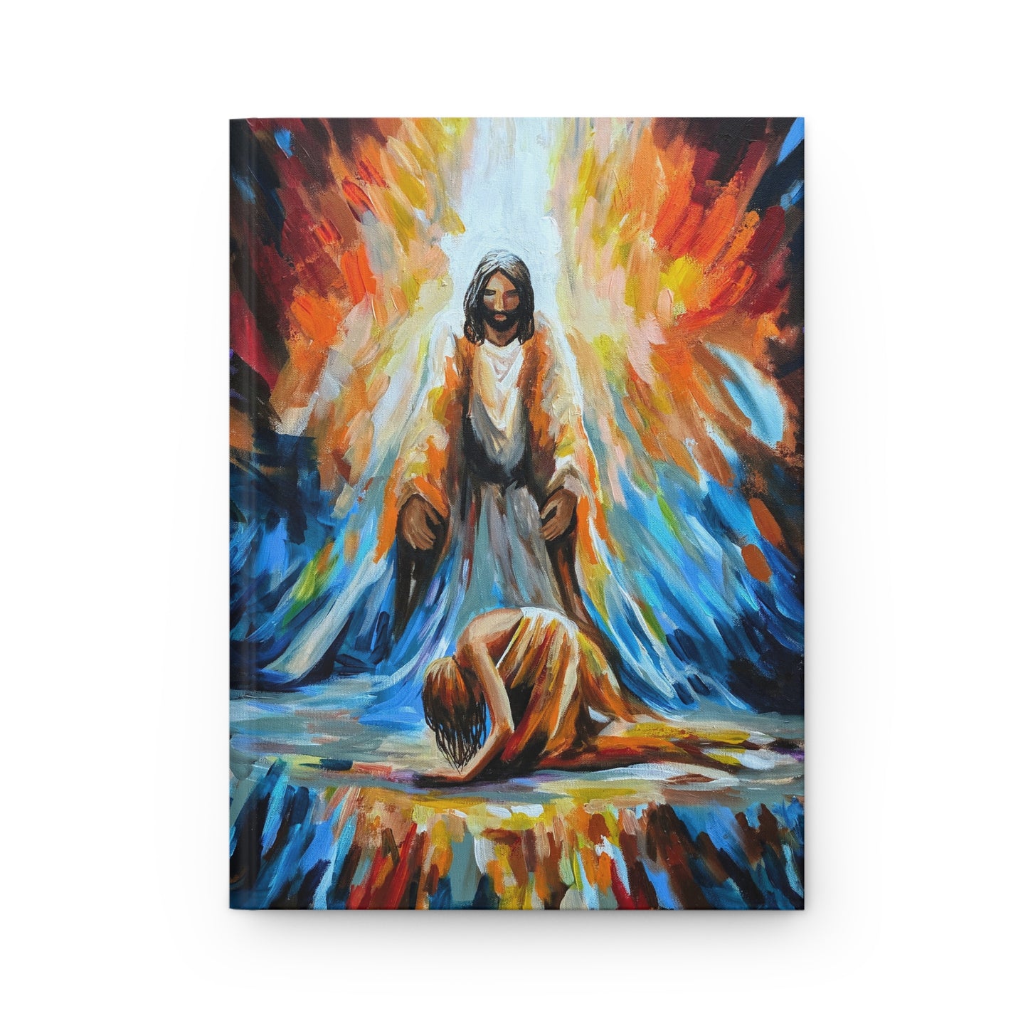 Neither do I Condemn You Hardcover Journal — Colorful Jesus Embrace Spiritual Prayer Notebook