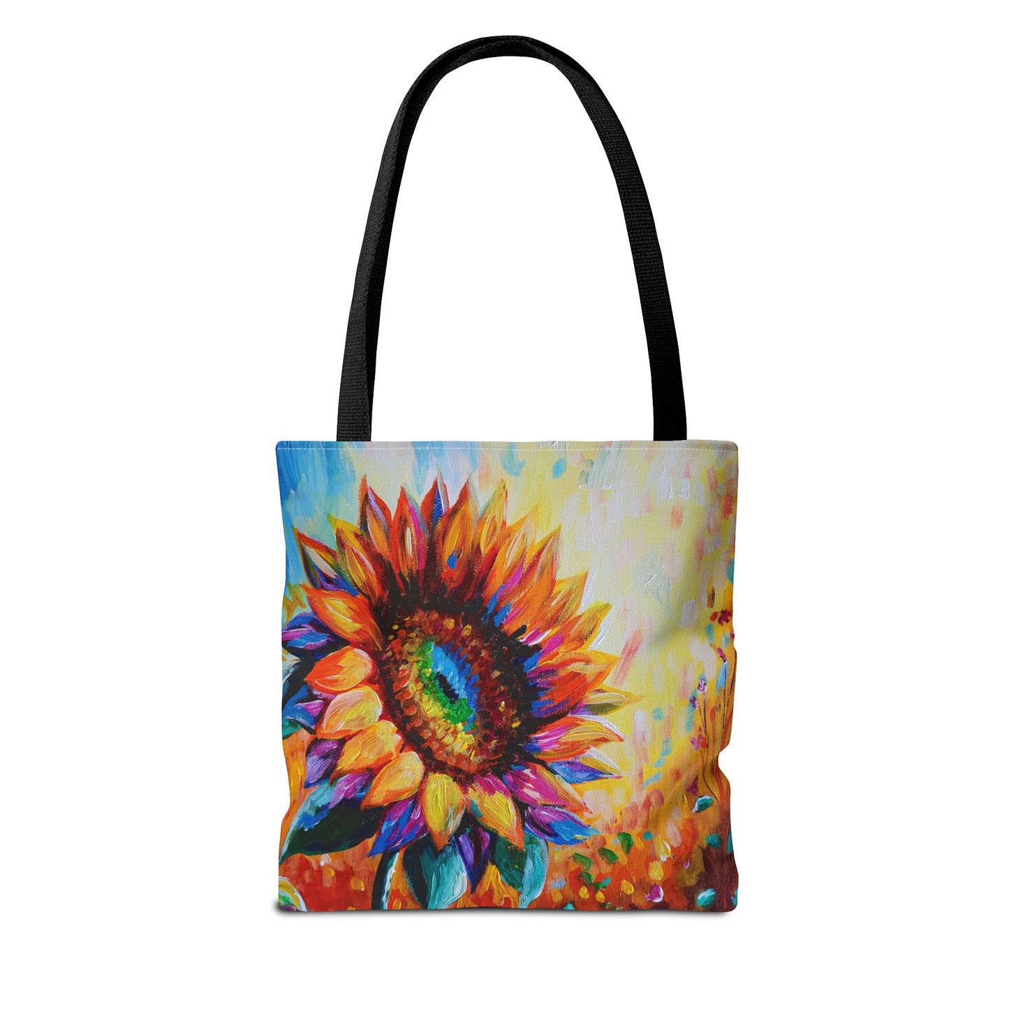 As a Sunflower Art Tote Bag — Colorful Floral Canvas Carryall