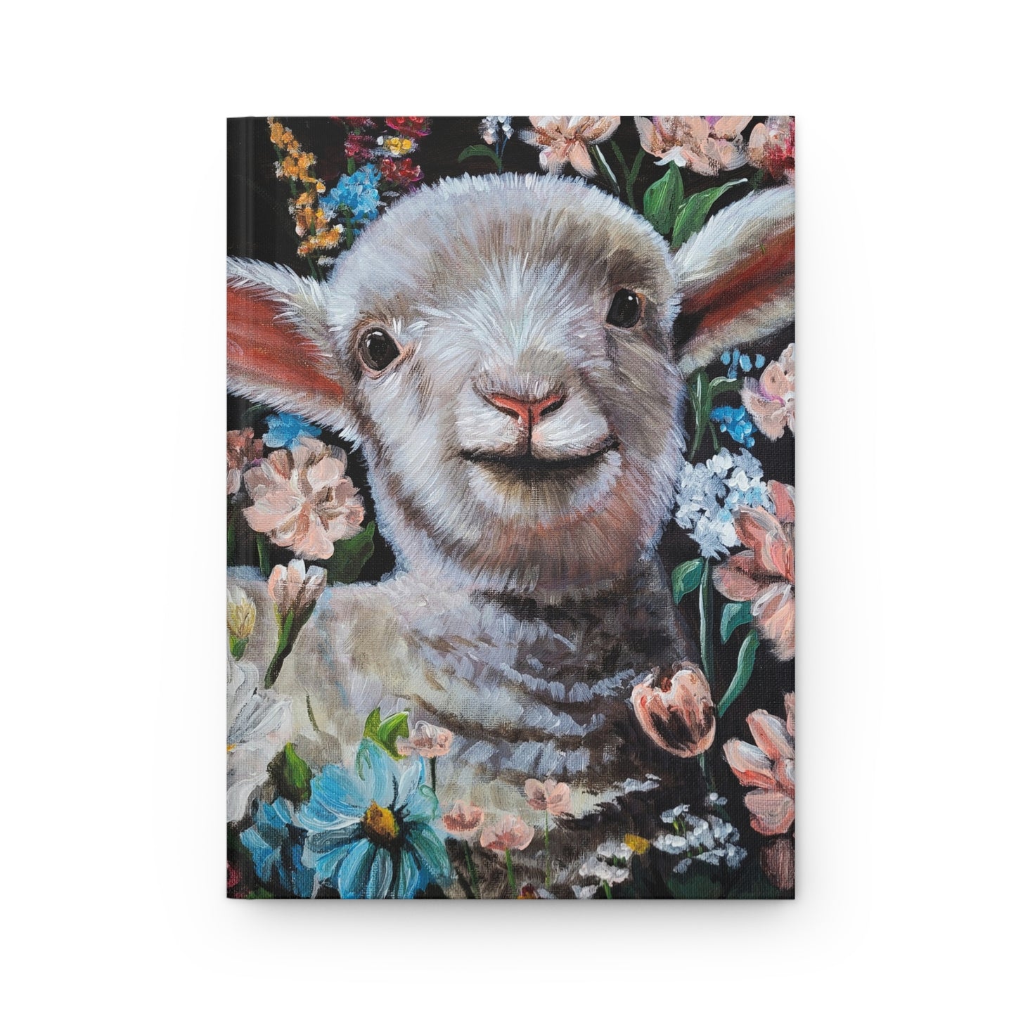 One Step at a Time Cute Lamb Floral Hardcover Journal — Animal Notebook for Kids & Adults