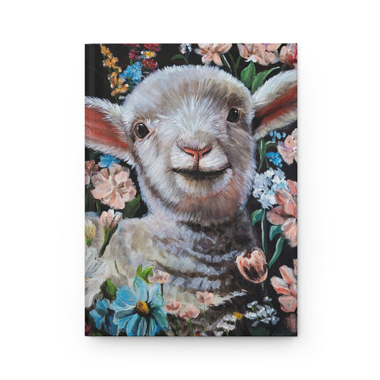 One Step at a Time Cute Lamb Floral Hardcover Journal — Animal Notebook for Kids & Adults