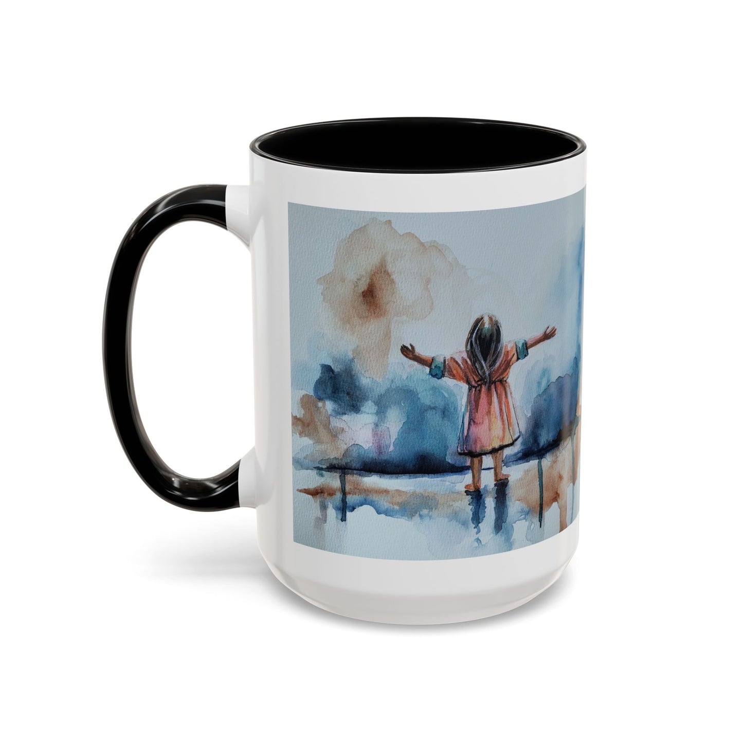 As a Child Inspirational Accent Coffee Mug - 11 & 15oz | Watercolor Design for Optimistic Mornings