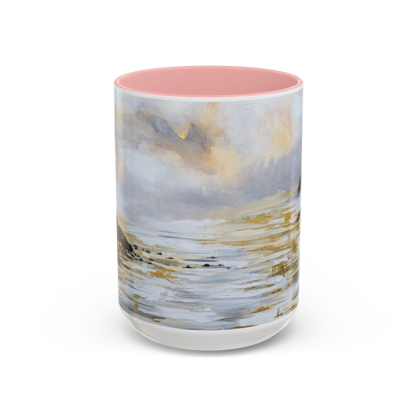 Resting Place Coastal Mist Accent Coffee Mug — Serene Ocean Landscape Art (11/15oz)