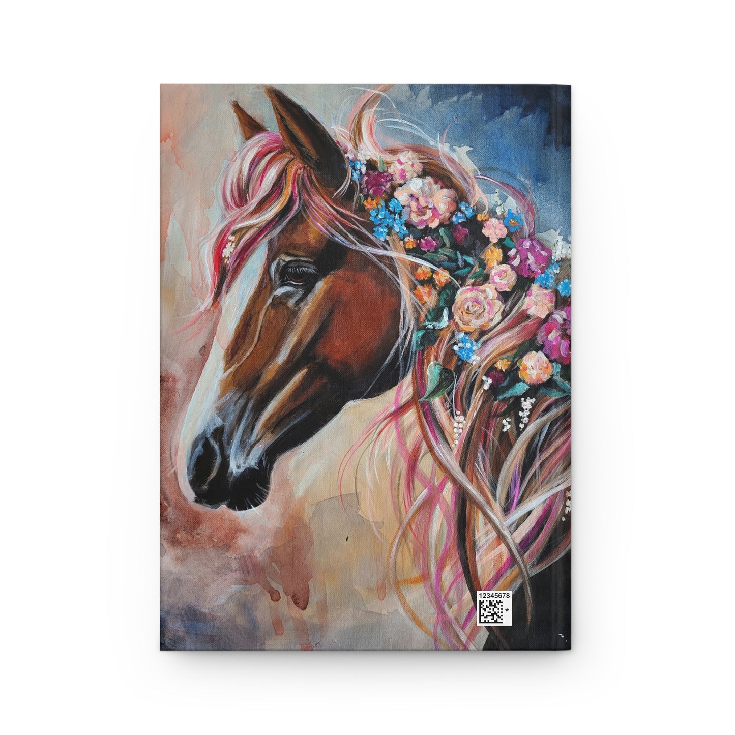 Adorned Floral Mane Horse Hardcover Journal — Artistic Equine Notebook for Riding Lovers & Gift