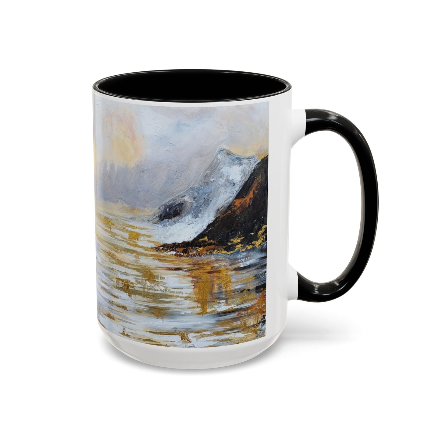 Resting Place Coastal Mist Accent Coffee Mug — Serene Ocean Landscape Art (11/15oz)