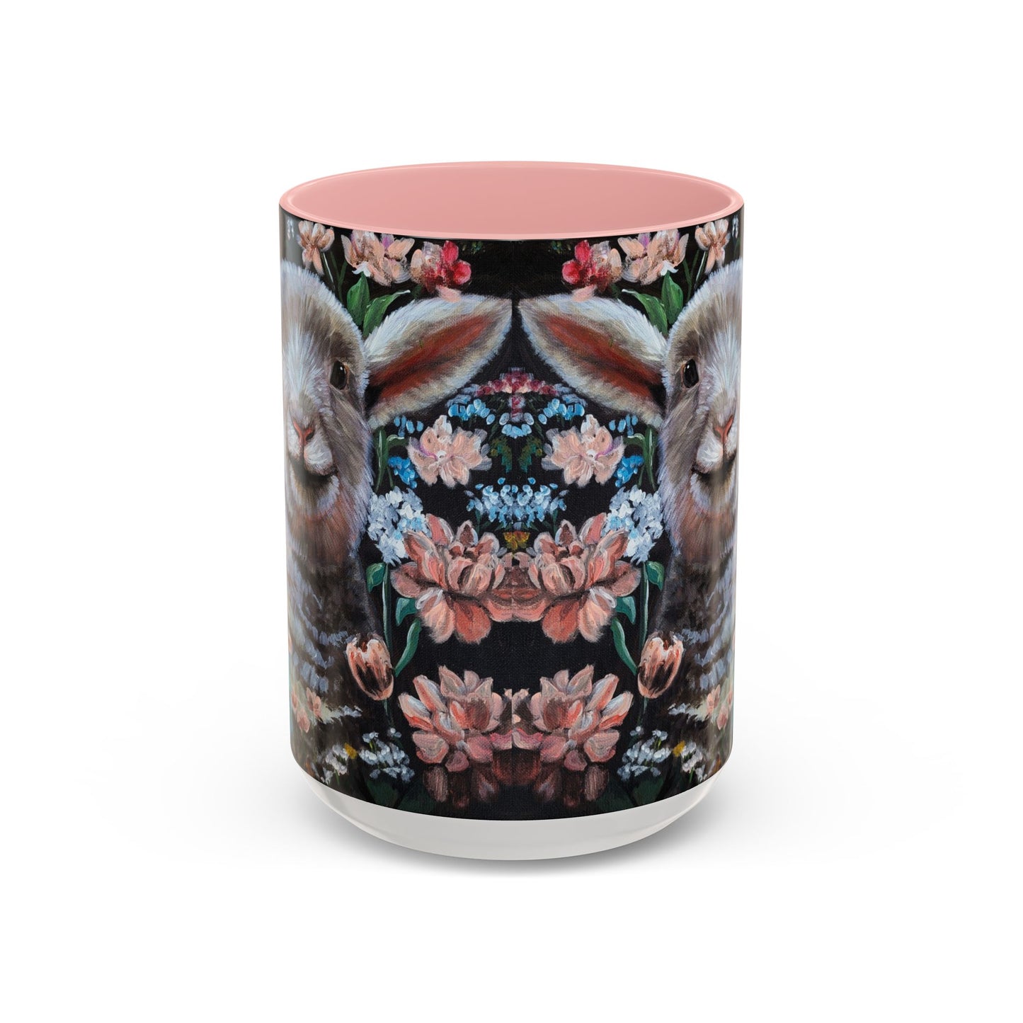 One Step at a Time Floral Lamb Accent Coffee Mug — Cute Farm Animal Ceramic Cup (11/15 oz)