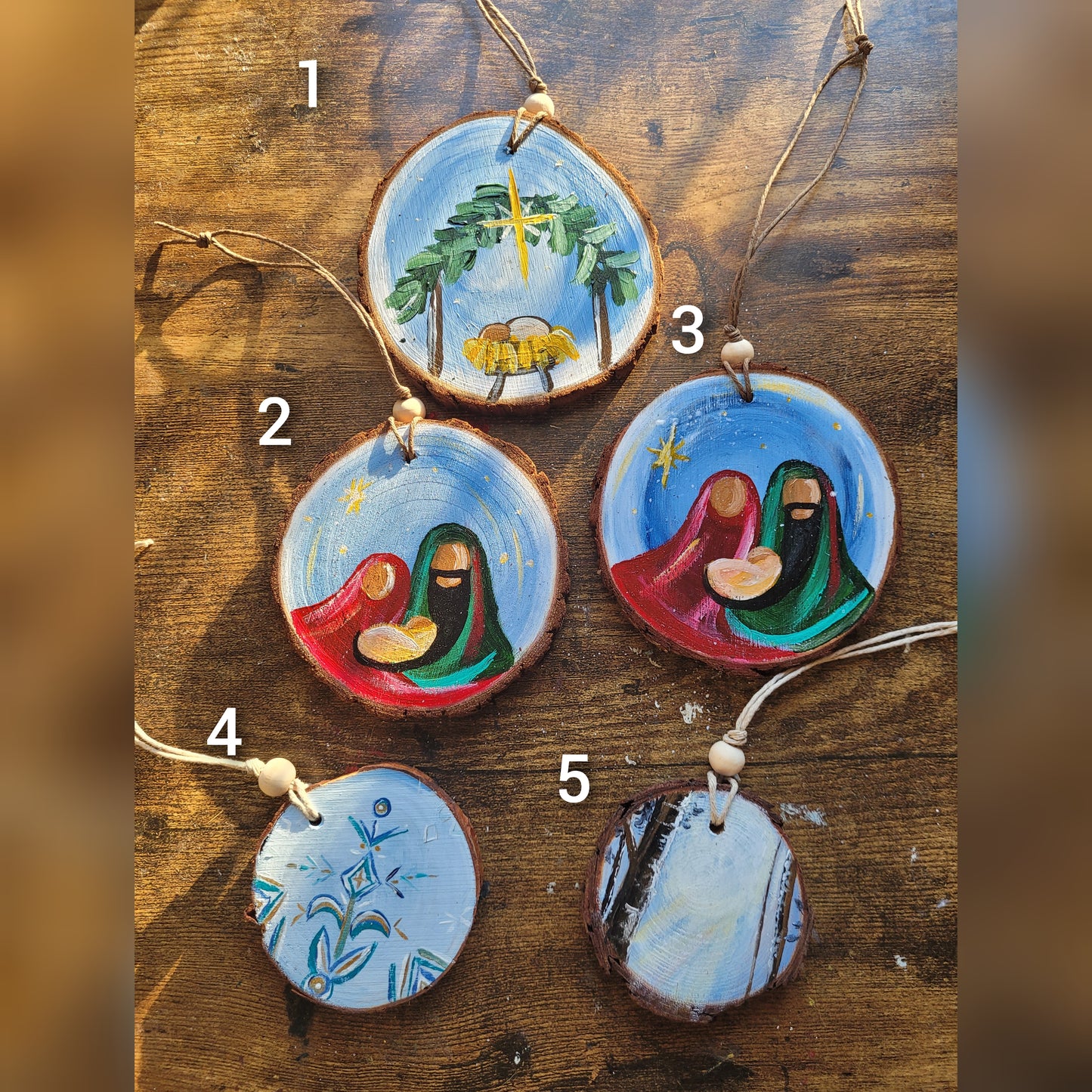 Nativity Wood Slice Ornament