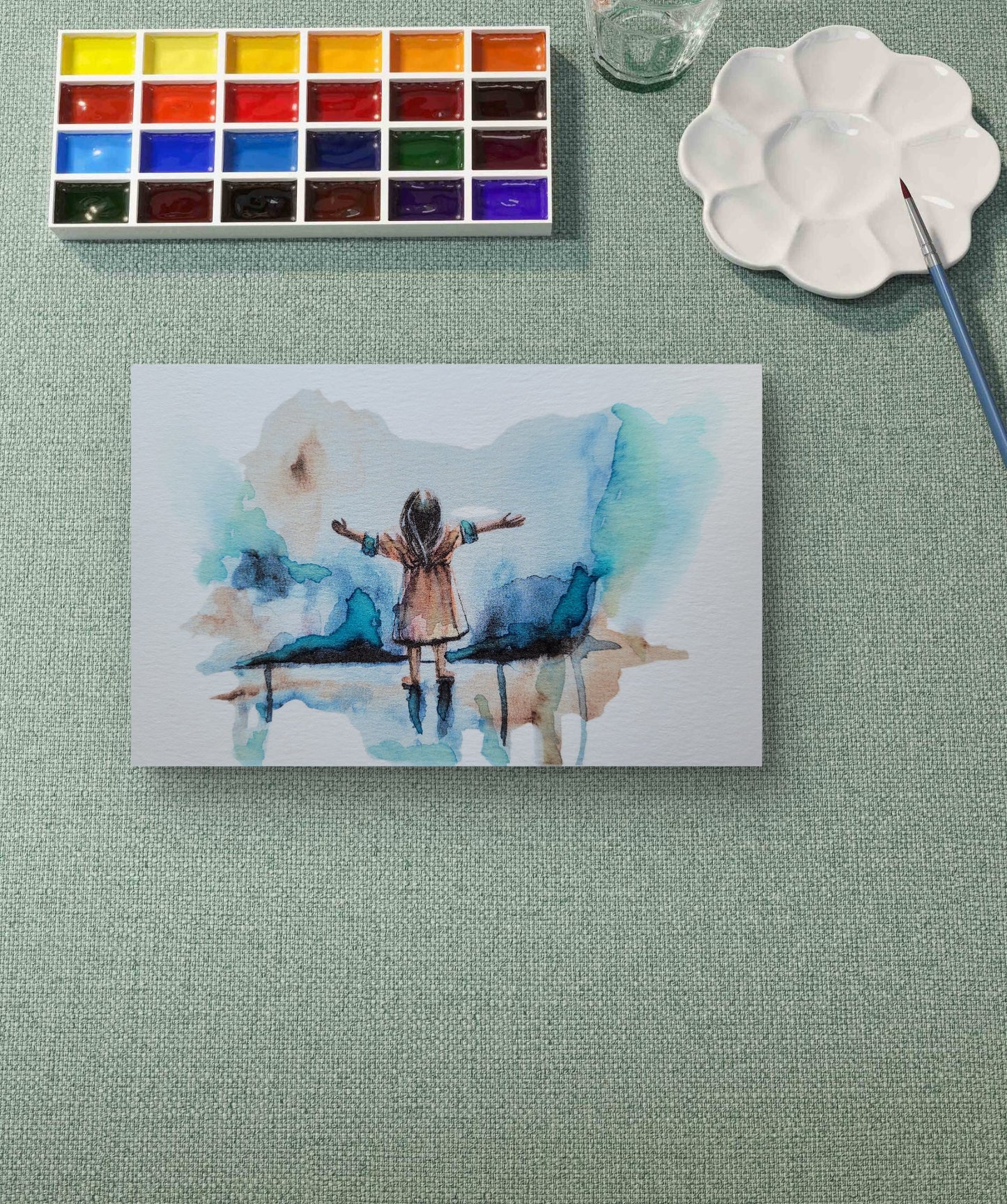 Handmade Watercolor Art Scripture Postcard