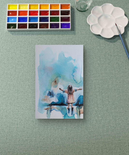 Handmade Watercolor Art Scripture Postcard