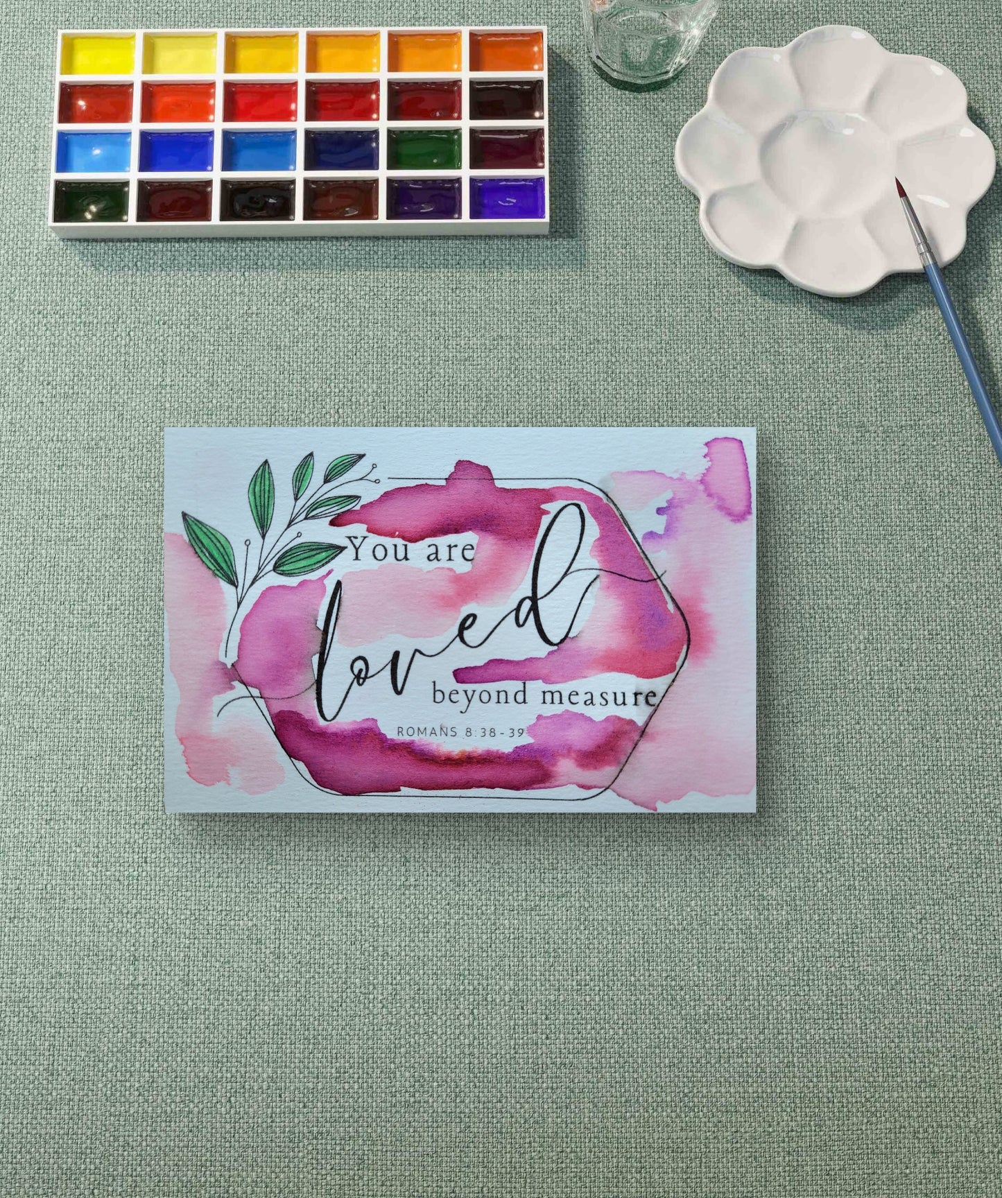 Handmade Watercolor Art Scripture Postcard