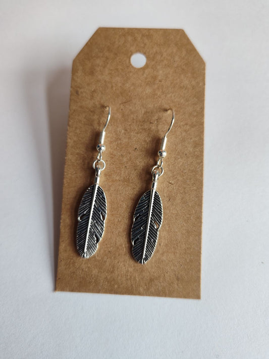 Handmade Silver Feather Earrings by Tari's Treasures