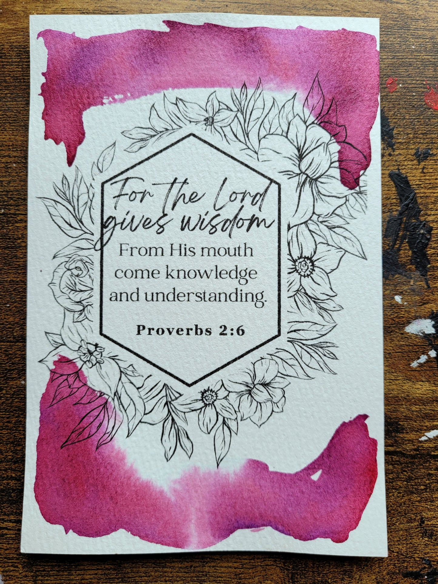 Handmade Watercolor Art Scripture Postcard