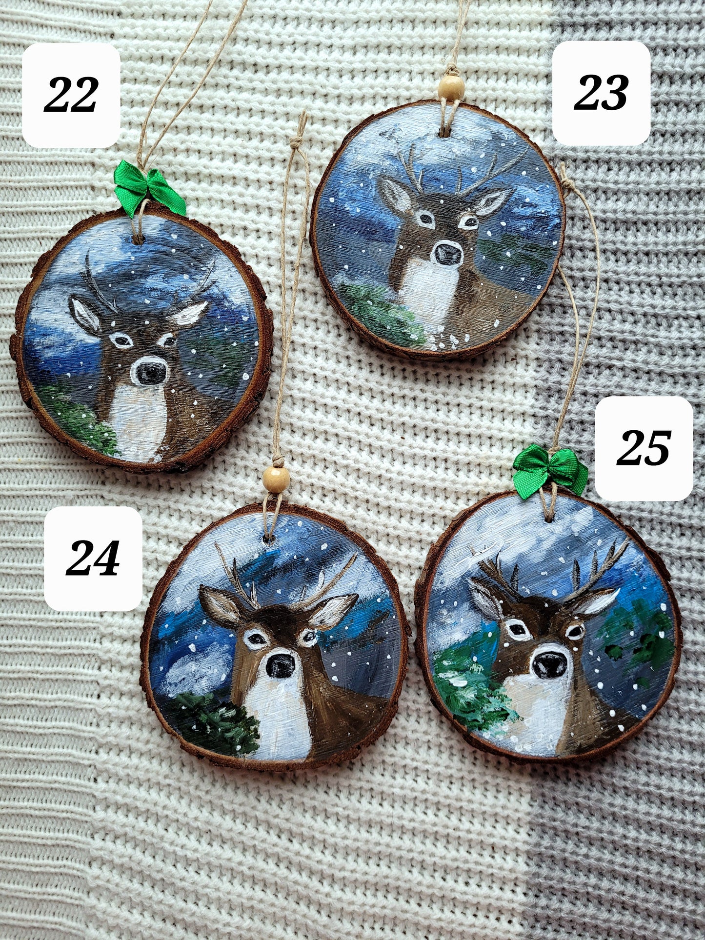 Deer Winter Wood Slice Ornament January 2025 Ornaments